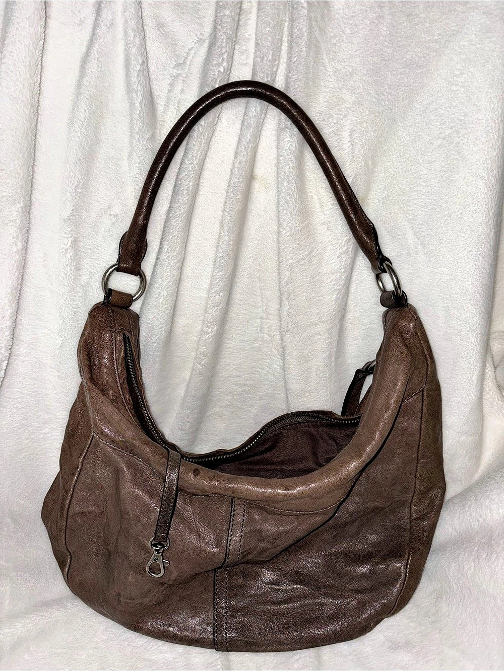 FRYE Grey/Brown Leather Shoulder Bag